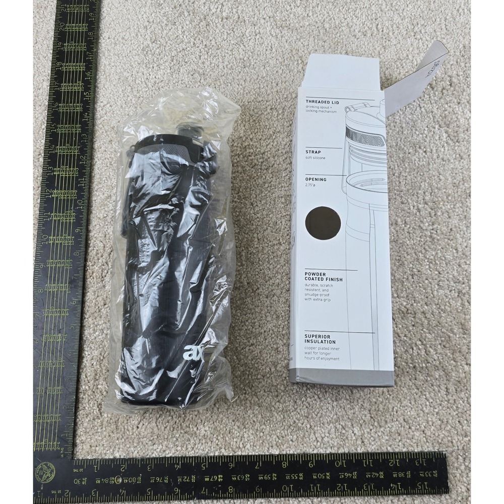 h2go Jolt Water Bottle Black Stainless Steel Vacuum Insulated 20.9 oz Axis Logo